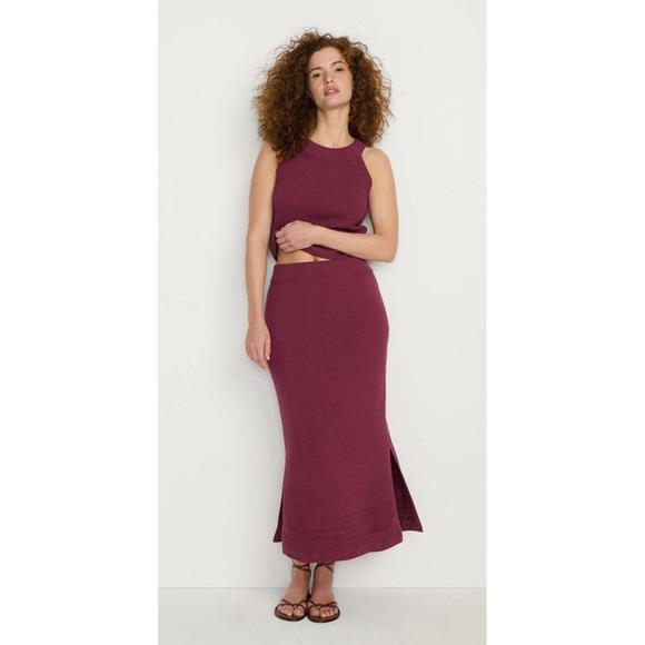 Lands End Dresses & Skirts - Lands End Knit Set Small 6-8 Sweater Tank Cropped Maxi Skirt Crochet Bodycon Y2K